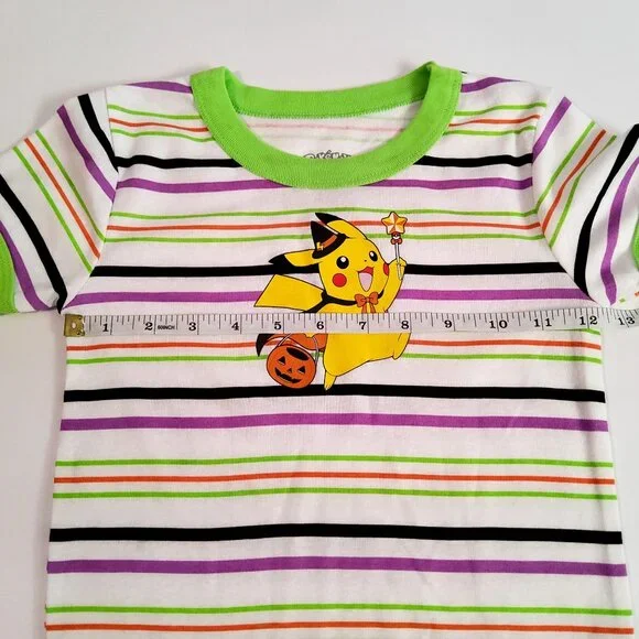 Pokémon Kids Halloween Striped T-Shirt M(8) Crew neck design Cotton/Polyester - Picture 5 of 6
